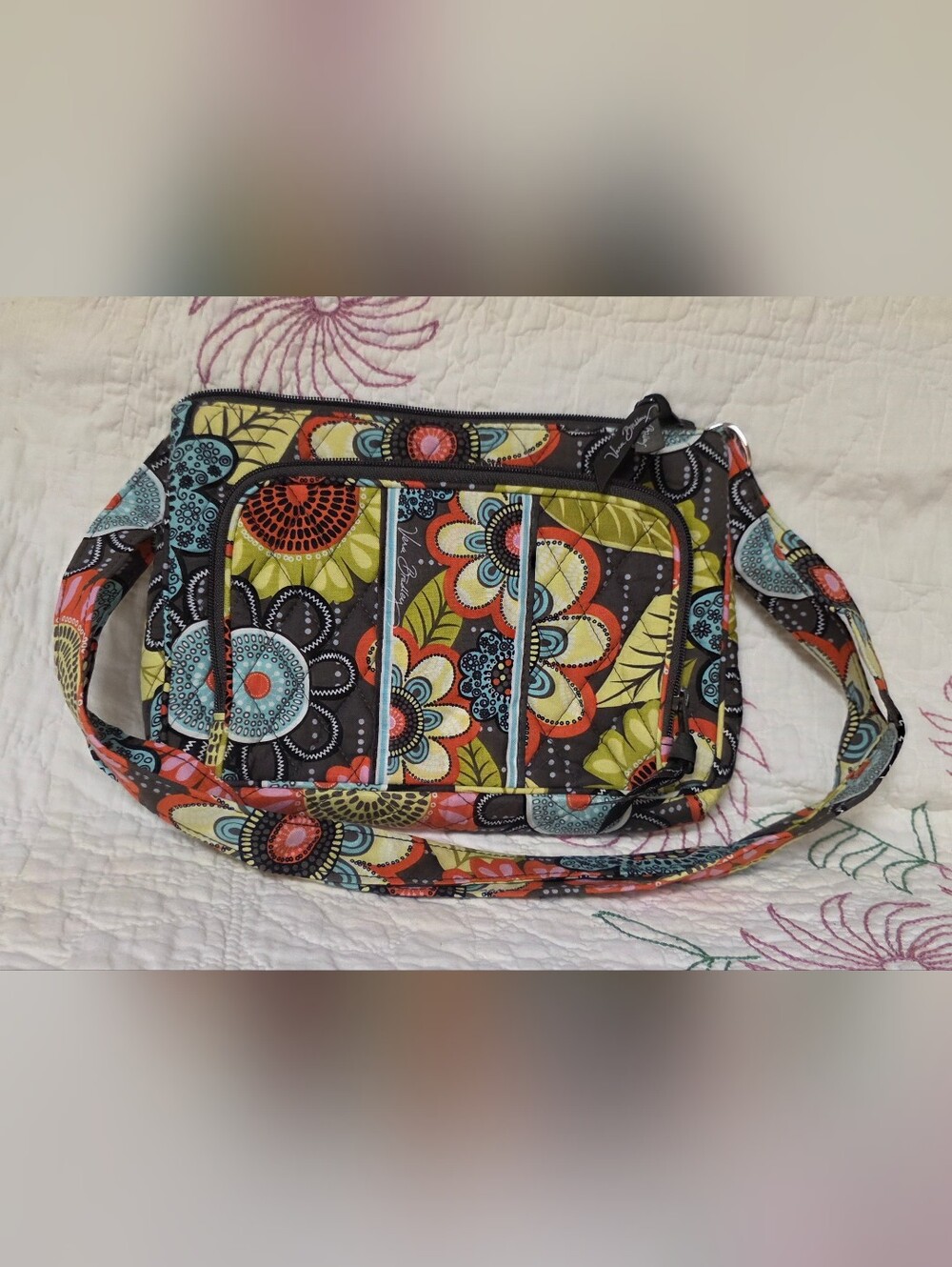 Vera Bradley crossbody bag in the popular, retired "Flower Shower"
